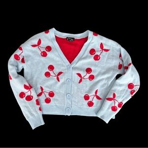 🍒Art Class blue cardigan with cherries (size 10-12)